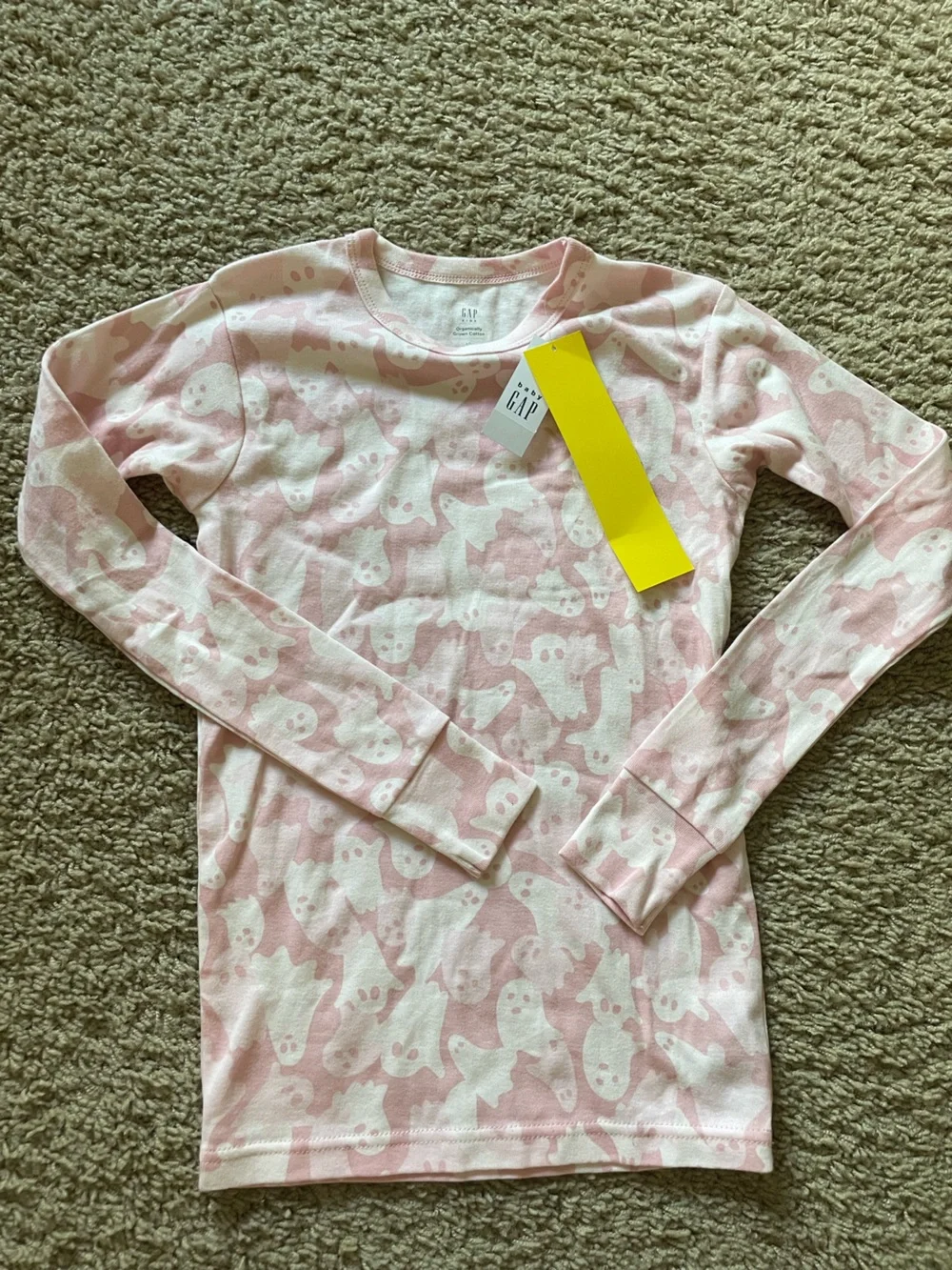 GAP Pink and White Ghost Print Long-Sleeve Pajama Set
